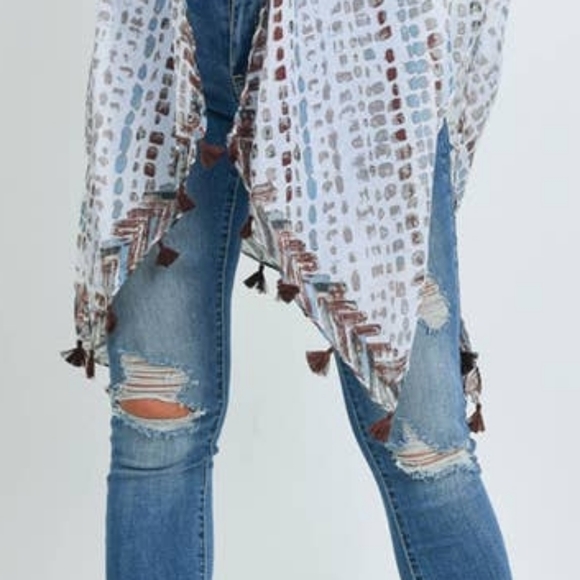 Kimono Boho Tassel White/Brown/Tuquoise Free Earrings! New! - Picture 3 of 7